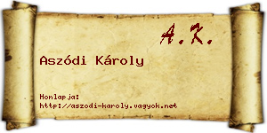 Aszódi Károly névjegykártya
