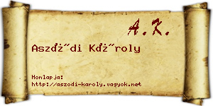 Aszódi Károly névjegykártya