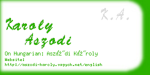 karoly aszodi business card